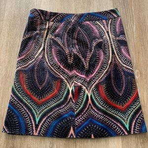 Etcetera Abstract Floral Multi-Color Corduroy Skirt Size 6